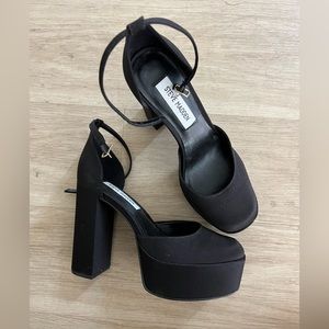 Steve Madden Platform Heels Agata Black Satin Size 7